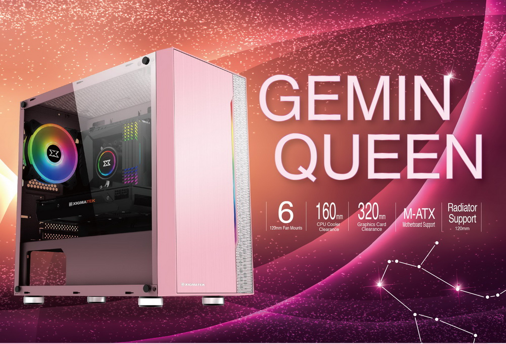 Vỏ Case Xigmatek Gemini Queen (Mini Tower/Màu Hồng) EN43835 giới thiệu